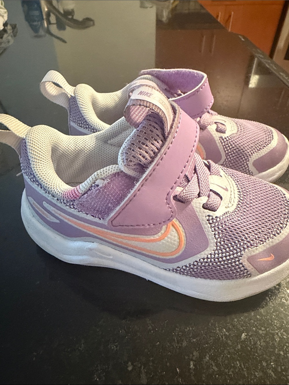 Nike Kids Lavender and Peach Velcro Athletic Sneakers